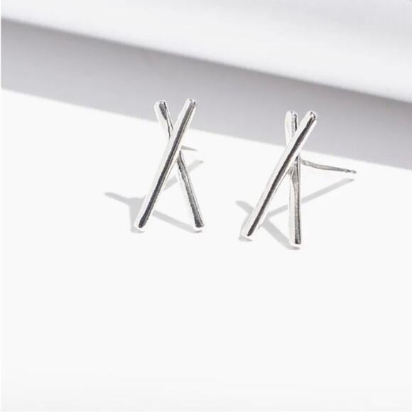 Madewell Jewelry - NWT! Madewell Delicate Collection Demi-Fine X Stud Earrings‎ Sterling Silver